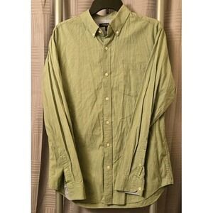 Banana Republic Green Soft Wash Tailored Slim Fit Shirt Mens Medium Long Sleeve